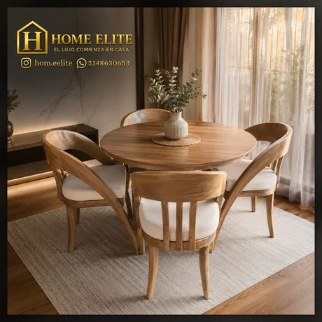 Comedor redondo en madera clara — HOME ELITE, Palmira