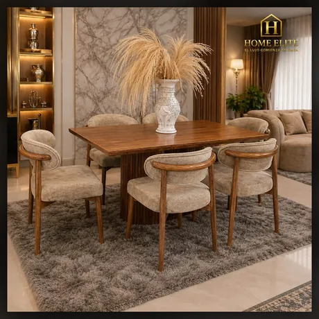 Comedor rectangular en madera con 6 sillas — HOME ELITE, Palmira