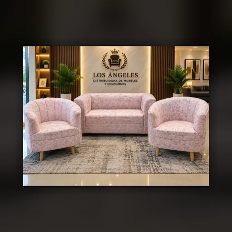 Sala en tela rosada con poltronas — HOME ELITE, Palmira